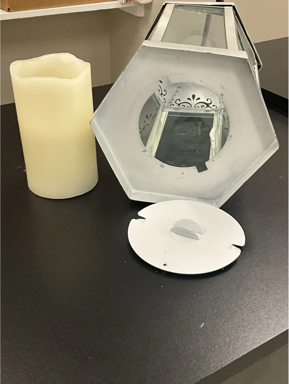 Silver Decorative Lantern LED Candle Tabletop Decoration